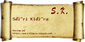 Sári Klára névjegykártya